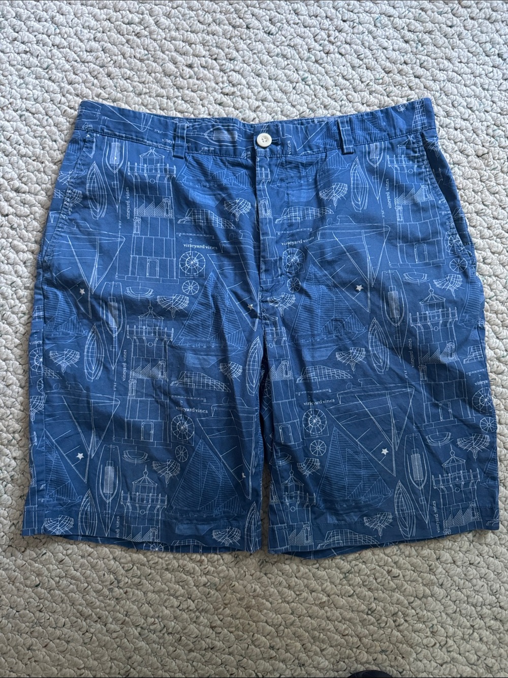 Vineyard Vines Navy Blue Nautical Sketch Print Shorts